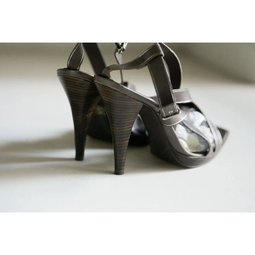 Pedro Garcia Dark Brown Leather Strappy Sexy Sandal Heels 39